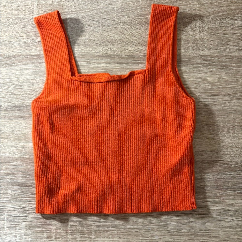 Boutique Orange Ribbed Women's Top